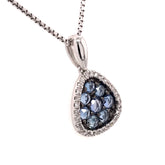 14KWG Pendant w/ Light Blue Sapphires & Diamonds